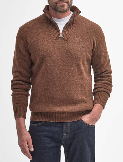 Essential Lambswool Half Zip villaneule, Ruskea