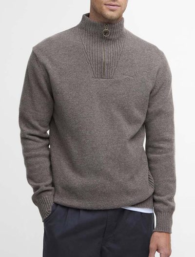 Essential Lambswool Half Zip villaneule, Ruskeanharmaa