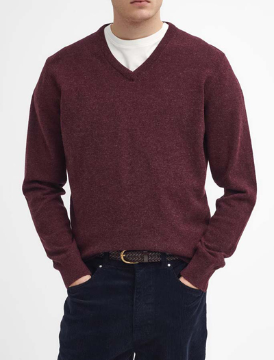 Essential Wool V-neck villaneule, Viininpunainen